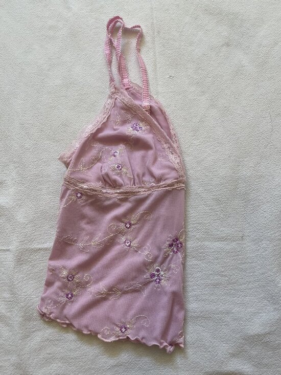 Free People Tops - Intimately Free People Pink Embroidered Lace Halter Cami Size L NWOT